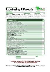 HRETDs Expat RSA roads orientation checklist
